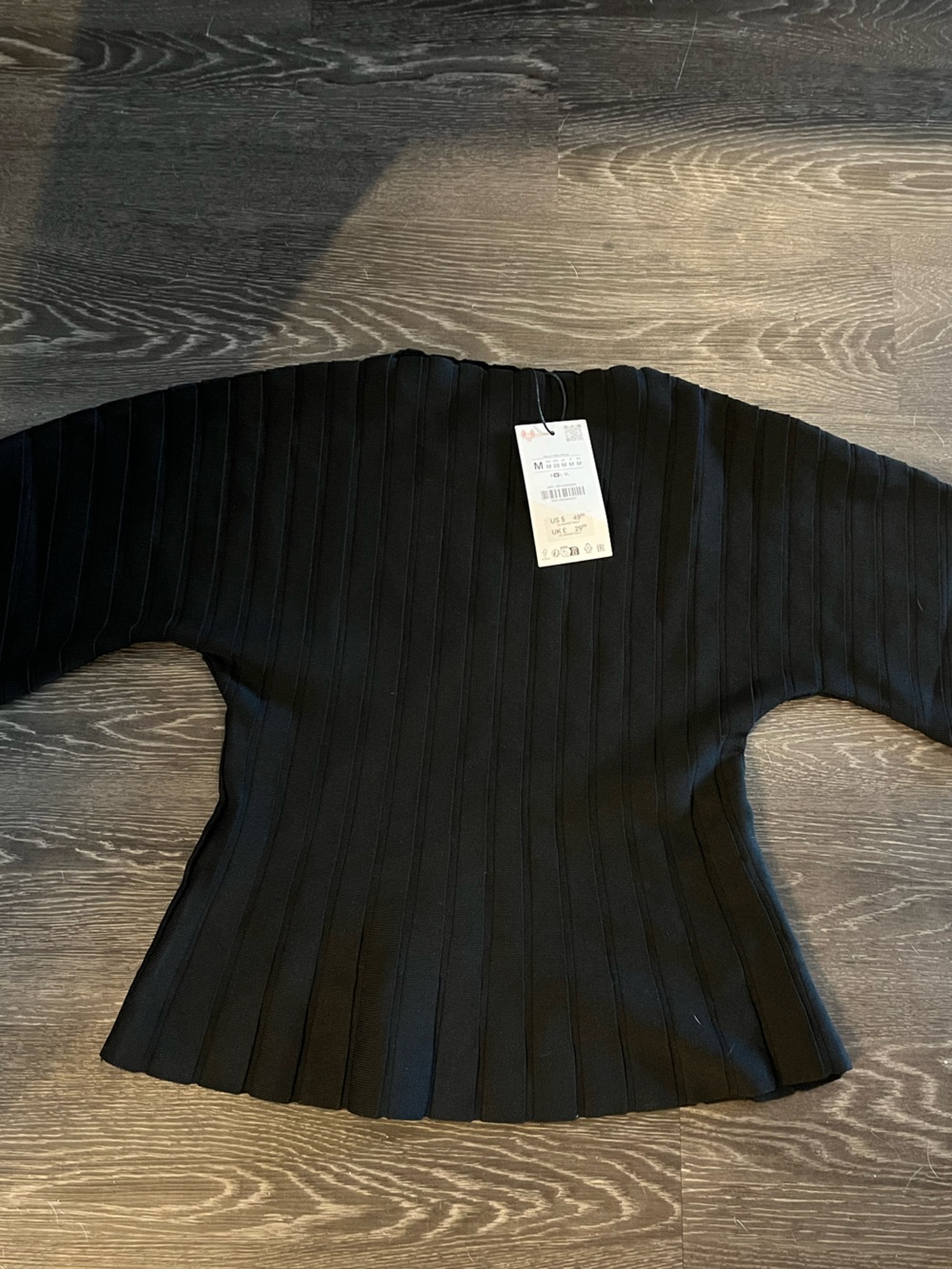 Zara | Ribbed Knit Top | Black | M - Picture 2 of 2